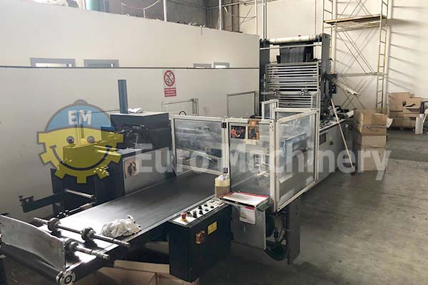 Used De Bernardi 80 G-SH Flexo-loop bag making machine. Production of side weld bags such as patch handle, flexoloop and safety bags.